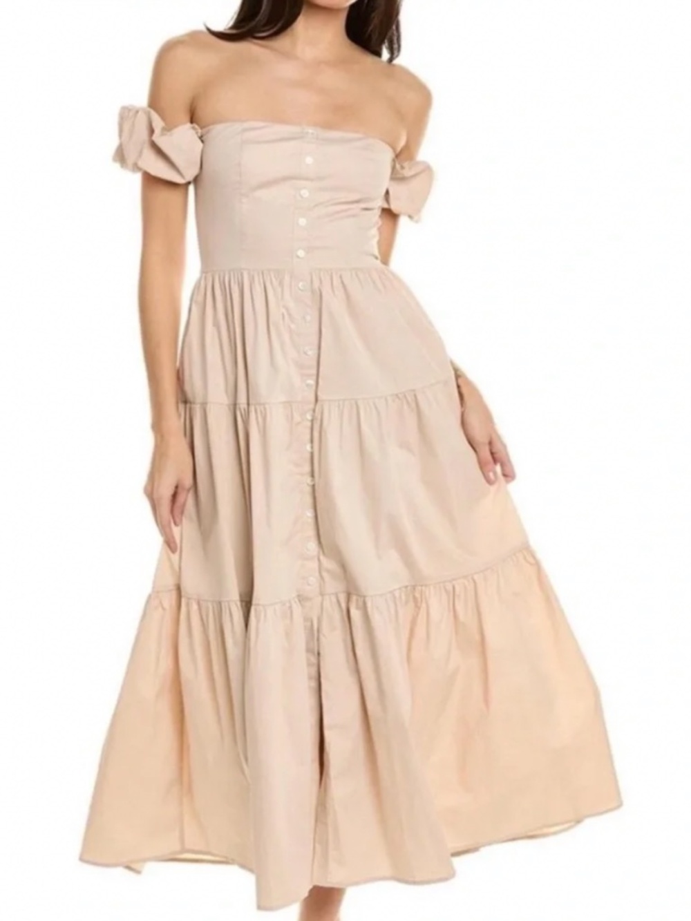 STAUD Elio Dress in Biscotti - Size 6